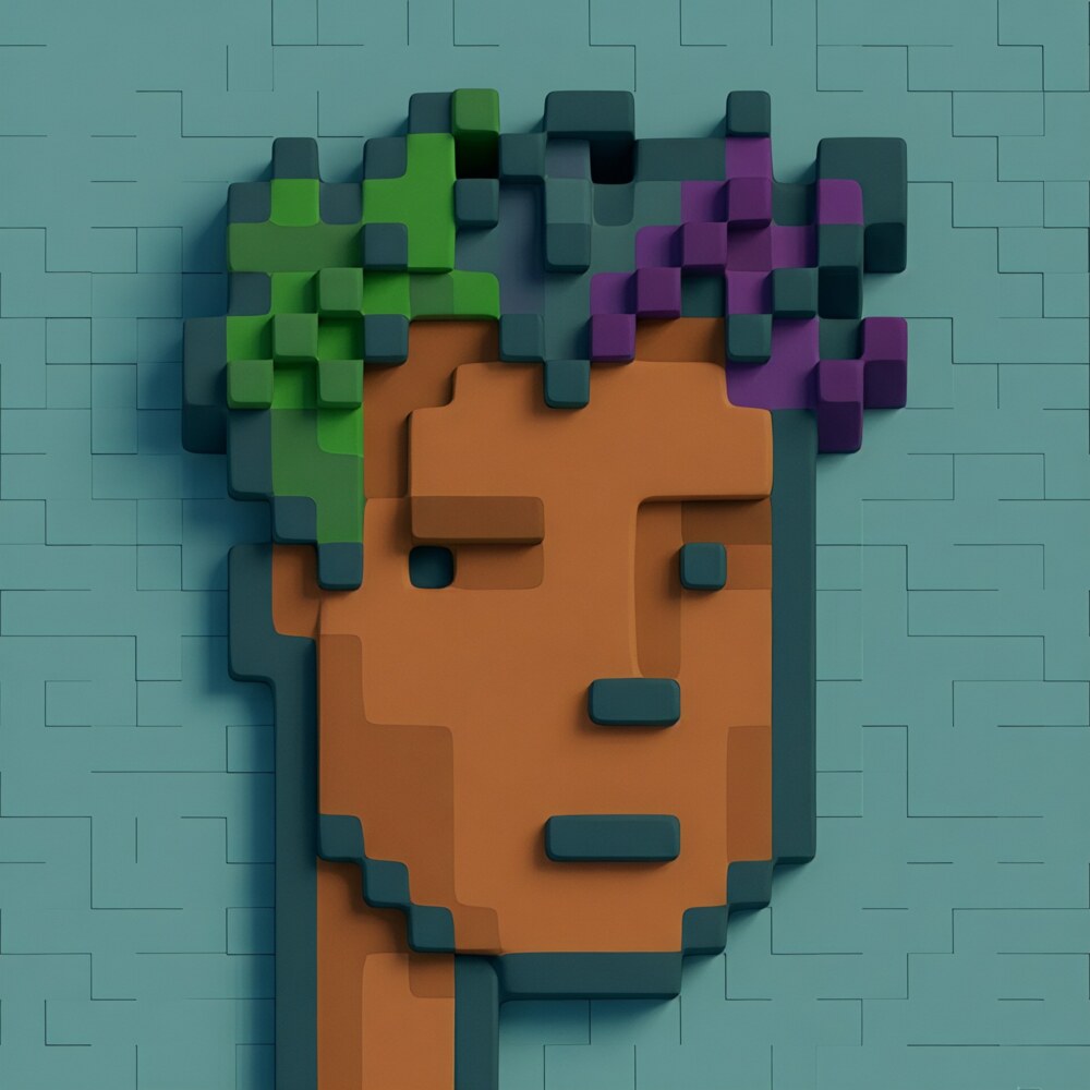 Voxel art portrait of Tomiwa Sanni